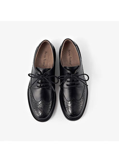Lace-up Flat Heel Genuine Leather Oxford