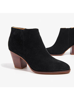 Fashion Suede Chunky Heel Ankle Boots