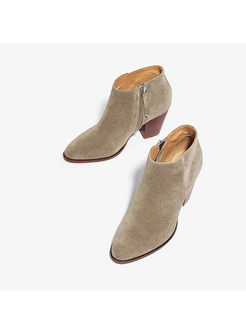 Fashion Suede Chunky Heel Ankle Boots