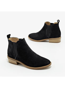 Daily Frosted Leather Ankle Boots