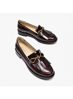 Vintage Tassel Flat Heel Buckle Casual Loafers