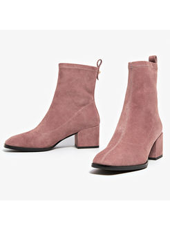 Women Daily Chunky Heel Elastic Ankle Boots