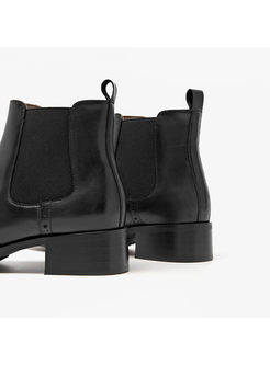 Winter Genuine Leather Chunky Heel Daily Boots