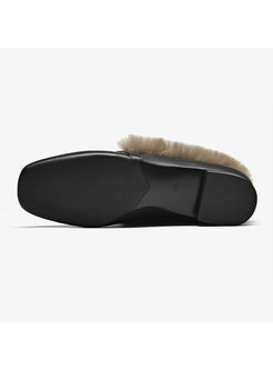 Casual Winter Buckle Flat Heel Fur Daily Loafers