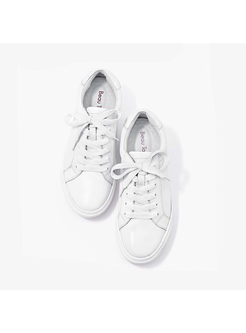 Casual White Lace Up Daily Sneakers