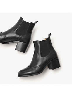 Winter Square Toe Chunky Heel Daily Ankle Boots