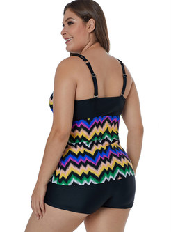 Irregular Striped Plus Size Sling One Piece Swimwear Top