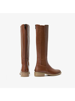 Winter Round Toe Genuine Leather Thigh-High Boots