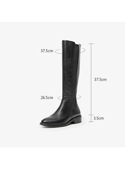 Winter Round Toe Genuine Leather Thigh-High Boots