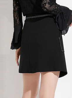 Stylish Black High-rise All-matched Mini Skirt