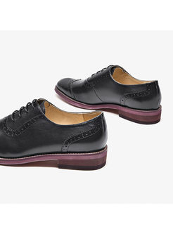 Women Daily Lace Up Flat Heel Oxford