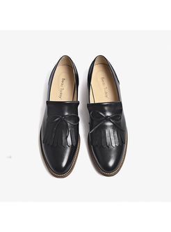 Retro Spring/fall Bowknot Tassel Casual Loafers