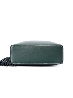 Stylish Genuine Leather Zipper Pocket Crossbody Bag 