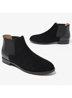 Daily Brief Genuine Leather Splicing Ankle Boots