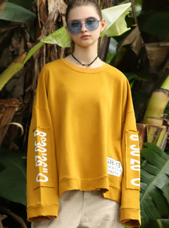 O-neck Long Sleeve Letter Print Pullover Sweatshirt