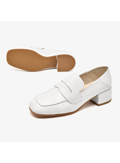 Trendy Square Toe Chunky Heel Casual Loafers