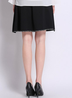 Casual Black High Waist All-matched A Line Mini Skirt