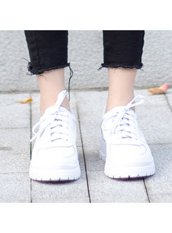 Stylish White Lace Up Platform Easy Match Sneakers