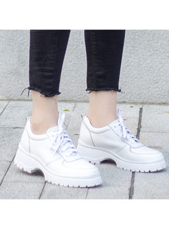 Stylish White Lace Up Platform Easy Match Sneakers