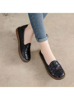 Casual Ethnic Embroidered Flat Daily Loafers