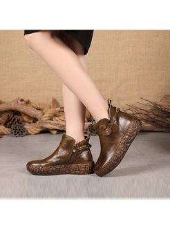 Women Vintage Wedge Heel Casual Ankle Boots