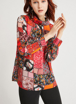 Stylish Multicolor Printed Patchwork Straight Blouse
