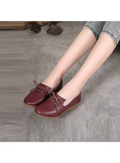 Fashion Lace Up Wedge Heel Comfortable Daily Shoes