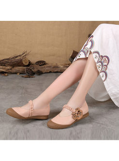 Sweet Genuine Leather Flower Flat Casual Shoes