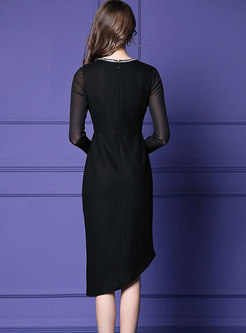 Stylish Black Solid Sleeveless Asymmetric Hem Dress