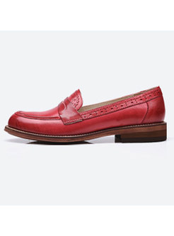 Stylish Genuine Leather Flat Heel Loafers