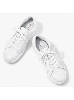 Casual White Lace Up Daily Sneakers