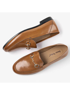 Casual Brief Buckle Flat Loafers