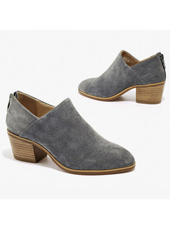 Chic Suede Chunky Heel Zipper Daily Boots