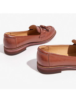 Casual Vintage Tassel Low Heel Loafers