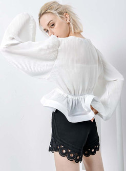 Stylish Black Lace-paneled High Waist Shorts