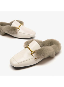 Chic Winter Outdoor Flat Fur Slippers