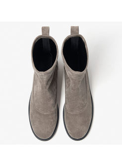 Daily Elastic Velvet Flat Round Toe Boots