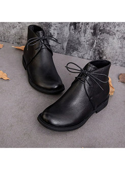 Casual Lace Up Low Heel Ankle Boots