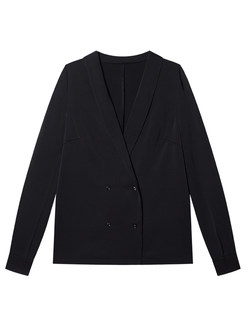 Black Slim Long Sleeve Coat & Irregular Mesh Splicing Skirt
