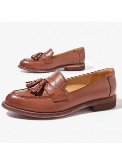 Casual Vintage Tassel Low Heel Loafers