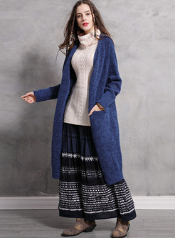 Casual Solid Color Long Sleeve Mid-claf Coat