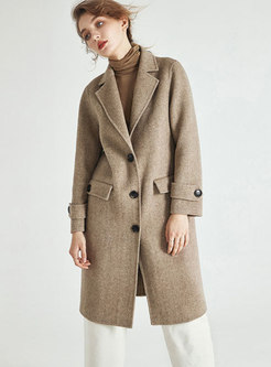 Autumn Stylish Lapel Buttoned Knee-length Coat
