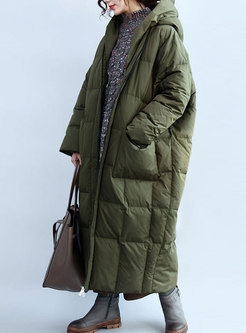 Army Green Hooded Long Winter Puffer Coat