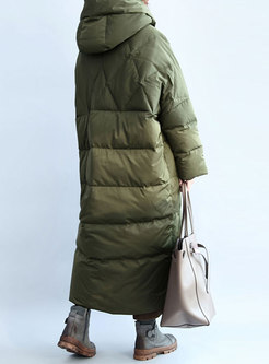 Army Green Hooded Long Winter Puffer Coat