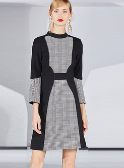 Trendy Hit Color Flare Sleeve High-rise Midi Dress