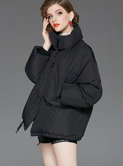 Fashion Black Oversized Cropped Down Coat