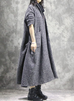Vintage Cotton Single-breasted Maxi Coat With Pockets