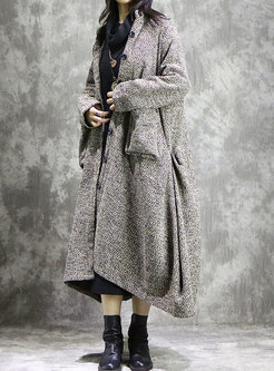 Vintage Cotton Single-breasted Maxi Coat With Pockets