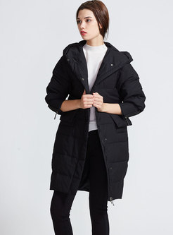 Casual Solid Color Hooded Plus Size Puffer Coat
