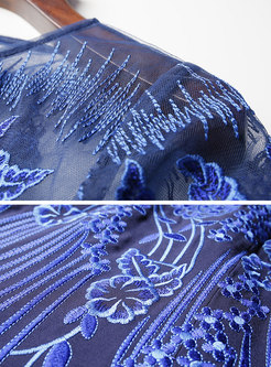 Fashion Stitching Embroidered Plus Size Dress